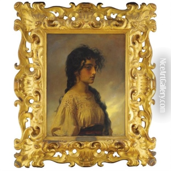Neopolitan Girl Oil Painting - Gustav Karl Ludwig Richter