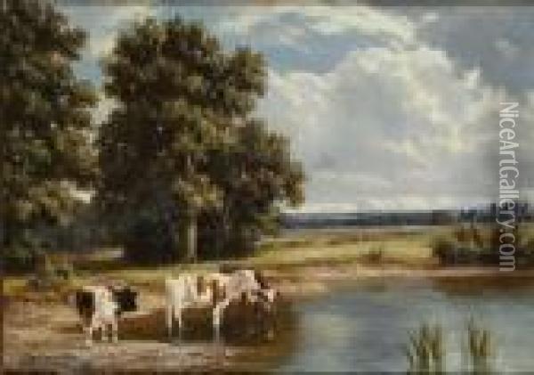 Hazelwell Mill Pool, Worcestershire, England Oil Painting - Henry Harold Vickers