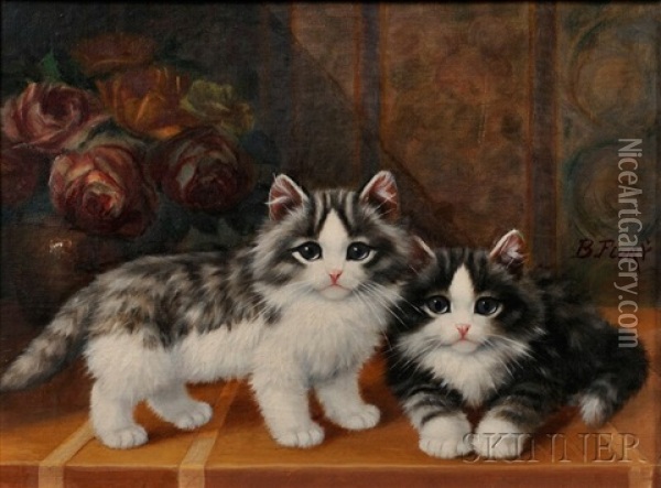 Two Kittens Oil Painting - Burkhard Flury
