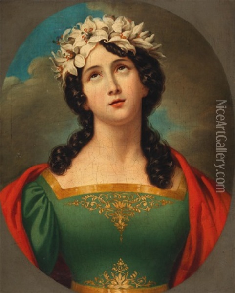 Portrait Of St. Cecilia Oil Painting - Johann Baptist Lampi the Elder