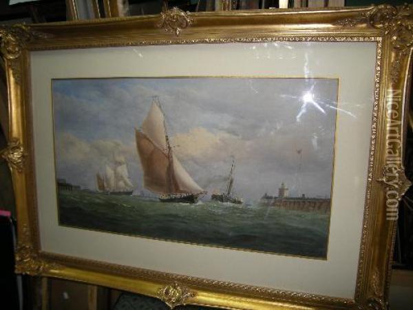 Yarmouth Harbour With The Steam Tug Oil Painting - Charles Taylor