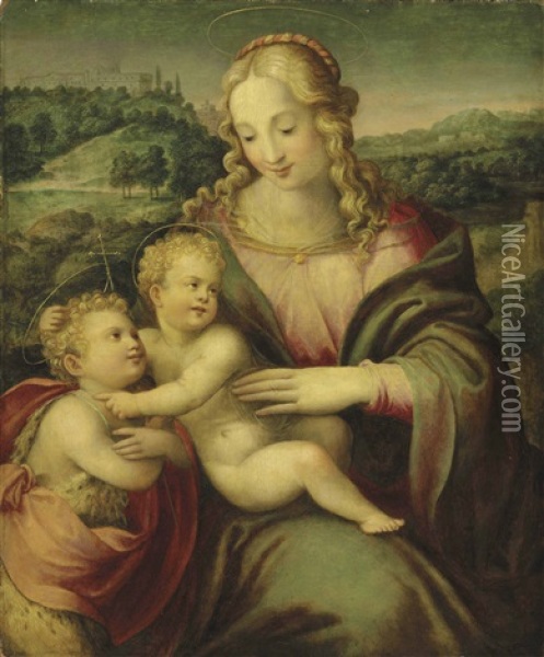 Madonna And Child With The Infant Saint John The Baptist Oil Painting - Niccolo Betti