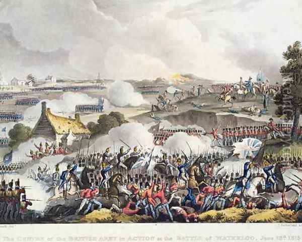 The Centre of the British army in Action in the battle of Waterloo Oil Painting - William Heath