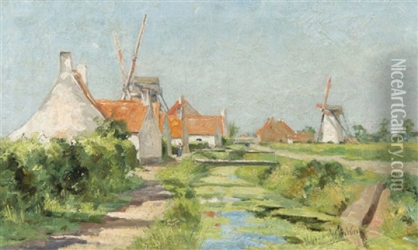 Sunny Landscape Near Lissewege (ca. 1895) Oil Painting - Valerius De Saedeleer