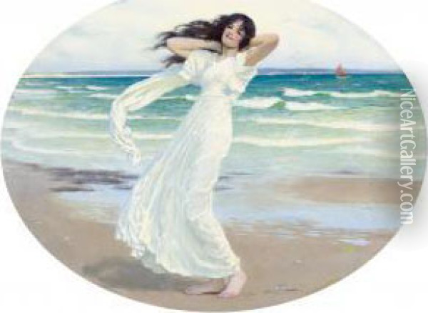 Poseidon's Mistress On The Shore Oil Painting - William Henry Margetson