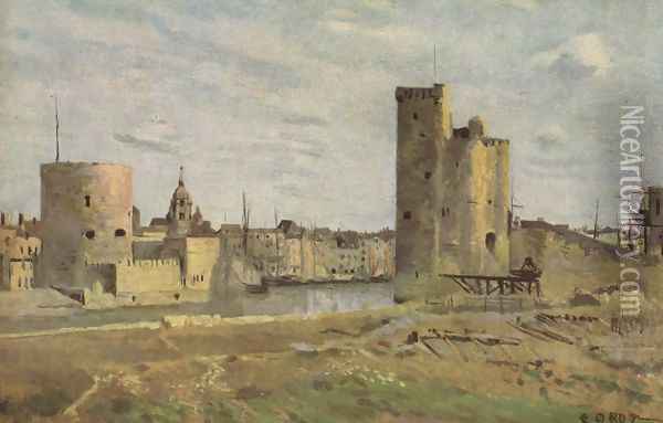 La Rochelle, Hafeneinfahrt Oil Painting - Jean-Baptiste-Camille Corot