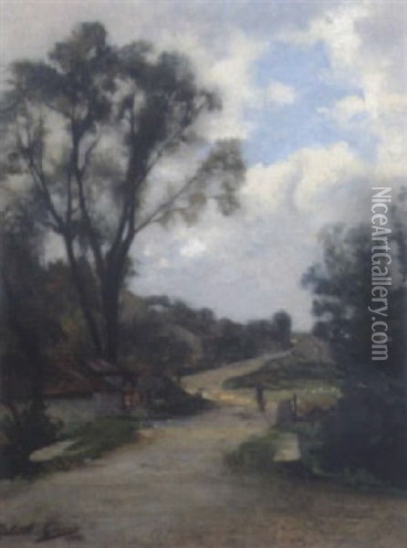 Dorfliche Landschaft Mit Figurlicher Staffage Oil Painting - Gabriel Guerin