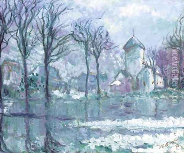 The Mill in the Flood, Giverny Oil Painting - Theodore Butler