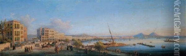 Neapel Von Westen Gesehen Oil Painting - Salvatore Fergola