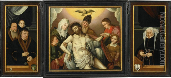 Triptychon Mit Stifterportrats Oil Painting - Bartholomaeus Ii Bruyn