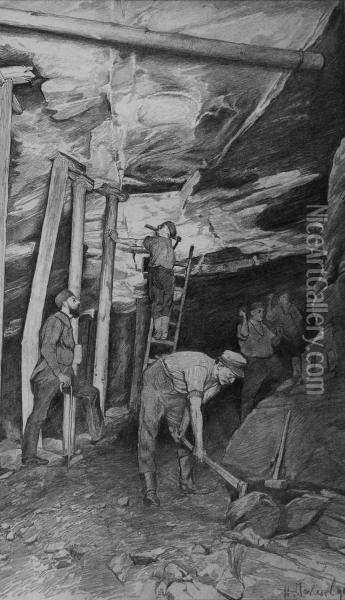 Bergarbeiter Oil Painting - Heinrich Jakesch