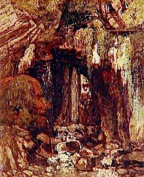 La grotte des geants a Saillon (Valais - Suisse) Oil Painting - Gustave Courbet