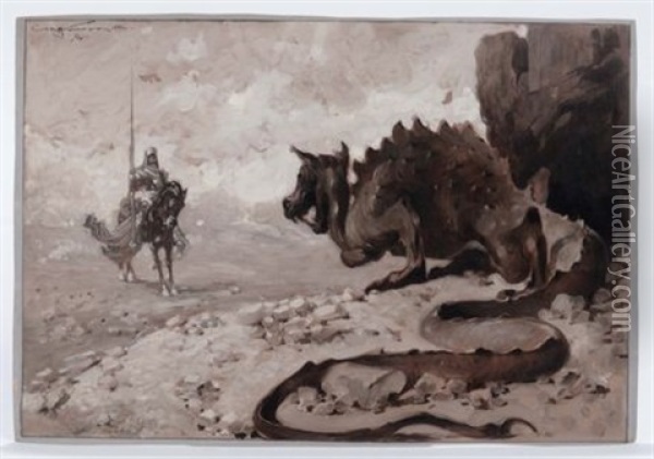 San Giorgio E Il Drago Oil Painting - Aurelio Craffonara