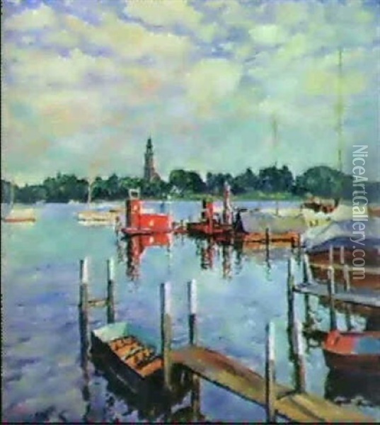 Bootsstege Auf Der Havel Bei Potsdam Oil Painting - Philipp Franck