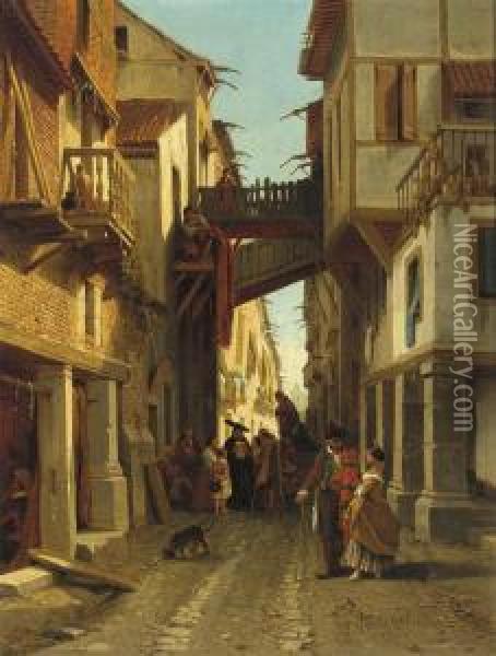 Calle De Carno, Toledo Oil Painting - Francois Antoine Bossuet