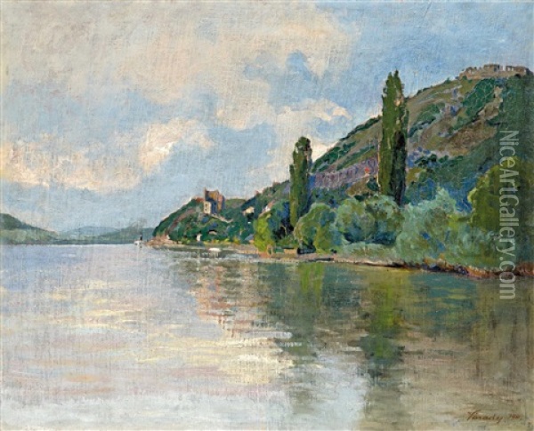 The Danube Bend With The Visegrad Fortress Oil Painting - Gyula Varady