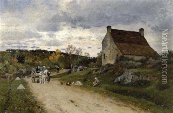 French Farmstead Oil Painting - Antoine Chintreuil
