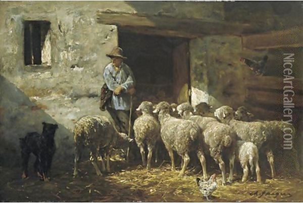 The Shepherd Oil Painting - Charles Emile Jacque