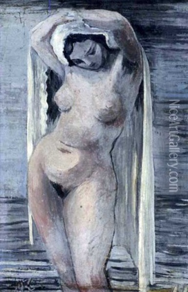 Weiblicher Akt Bei Der Morgentoilette Oil Painting - Lucien A. Labaudt