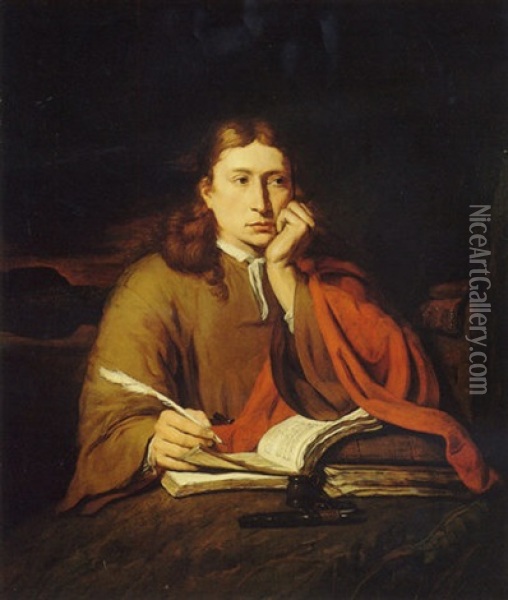 Saint John The Evangelist In A Landscape Oil Painting - Willem Drost