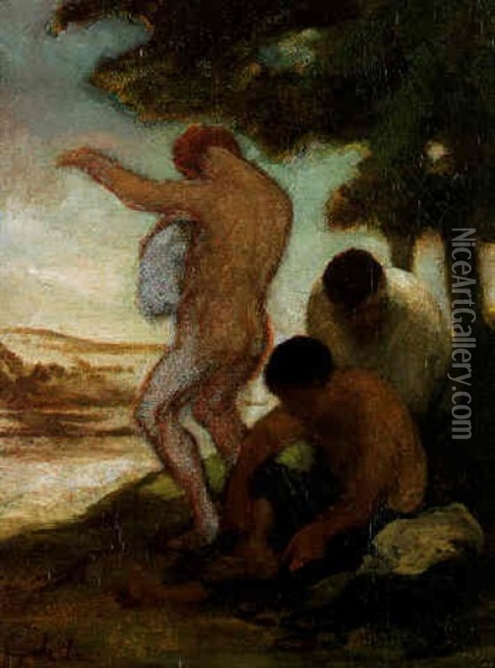 Baigneurs Oil Painting - Honore Daumier