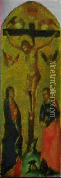 La Crocifissione Con La Vergine E S. Giovanni Evangelista Oil Painting - Lorenzo Veneziano