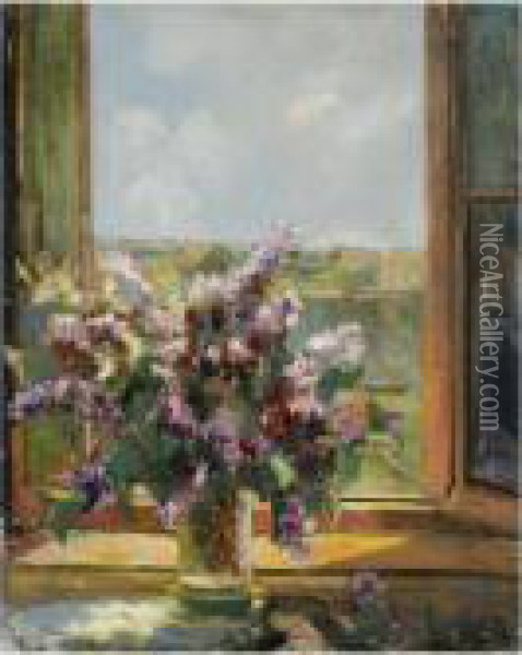 Lilacs Oil Painting - Georges Lapchine