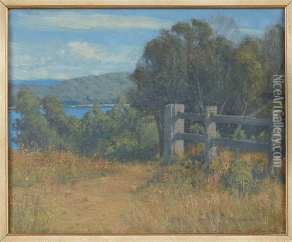 Fence Overlooking The River Oil Painting - Elioth Gruner