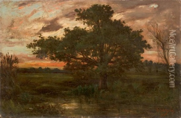 Paysage Au Crepuscule Oil Painting - Albert Charpin