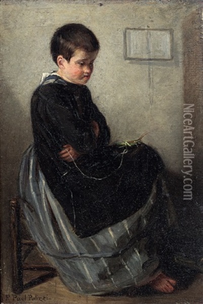 Enfant Jouant Avec Une Sauterelle Oil Painting - Francesco Paolo Palizzi