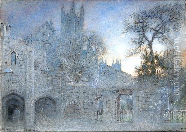The Dark Entry, Canterbury Oil Painting - Albert Goodwin