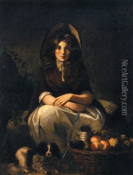The Fruit Girl Oil Painting - James (Thomas J.) Northcote