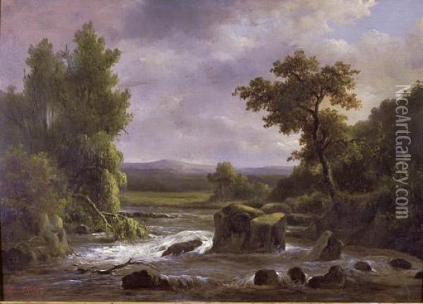 Paysage Avec Riviere Oil Painting - Francois Diday