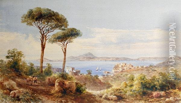 View Of Pozzuoli With Ischia In The Background Oil Painting - Giovanni Giordano Lanza