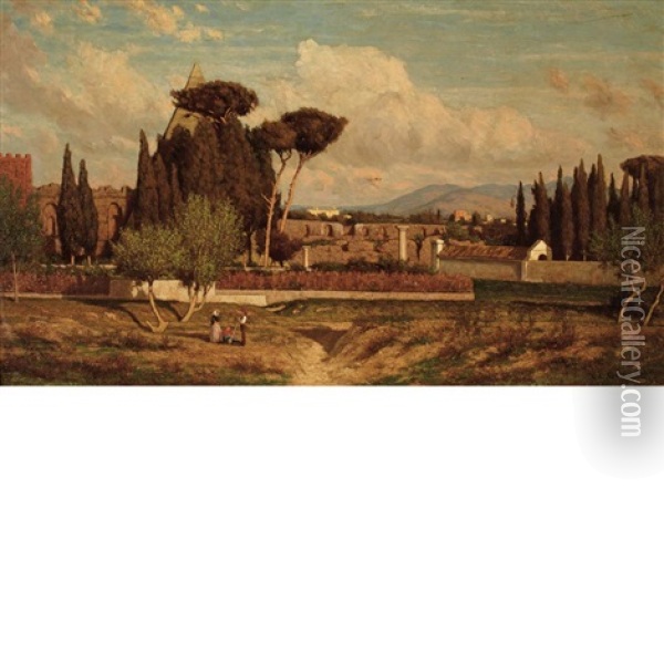 Italianate Landscape With Classical Ruins, Rome Oil Painting - Casimir Clayton Griswold