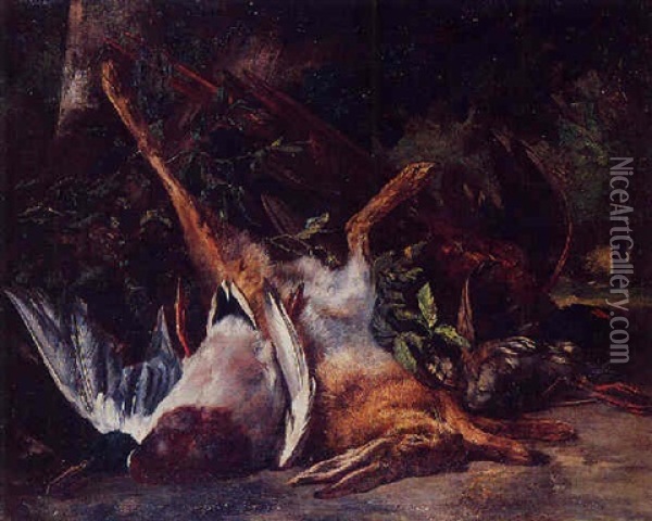 Nature Morte Aux Canards, Lievre Et Faisan Oil Painting - Auguste Aristide Fernand Constantin