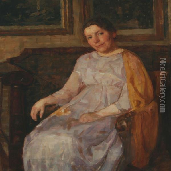 Dame I Sofa Oil Painting - Niels Holsoe