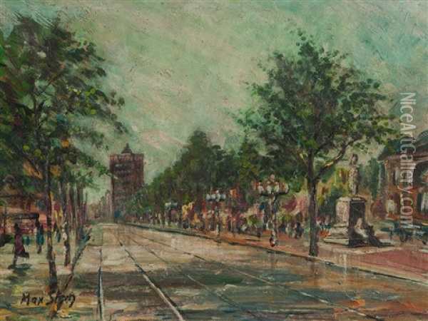 Busy Street / Hindenburgwall Oil Painting - Max Stern