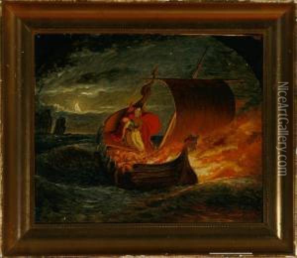 The Cremation Of The Vikings Oil Painting - Constantin Hansen