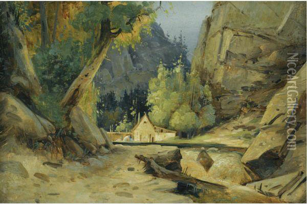Muhle Im Tal (mill In A Valley) Oil Painting - Karl Blechen