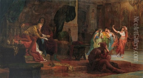 The Court Of V. Laszlo (the Upbringing Of V. Laszlo) Oil Painting - Bertalan Szekely Von Adamos