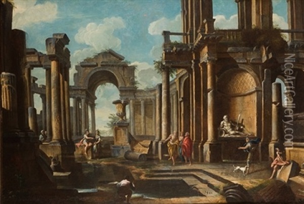 Ruinas Italianas Oil Painting - Giovanni Paolo Pannini