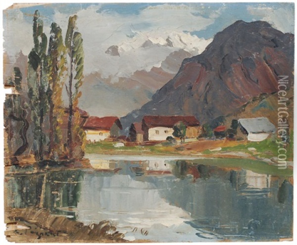 Lac Du Bourget (?) Oil Painting - Lucien Poignant