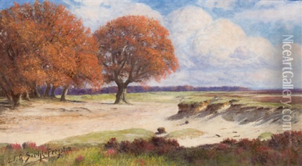 Herbsttag Am Rande Der Heide Oil Painting - Georg Siehl-Freystett