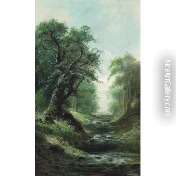 Along The Creek Oil Painting - Ransom Gillet Holdredge