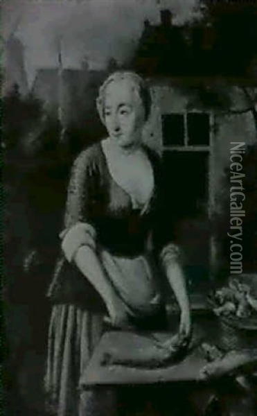 A Fishwife Oil Painting - Tiebout Regters