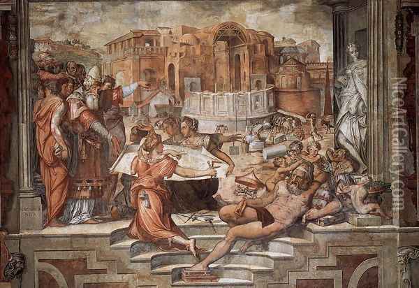 Paul III Farnese Directing the Continuance of St Peter's 1544 Oil Painting - Giorgio Vasari