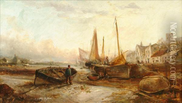 Hull Trawlersat The Quayside Oil Painting - William Edward Webb
