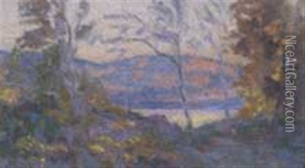 Autumn Rockland Lake Oil Painting - Arthur B. Davies