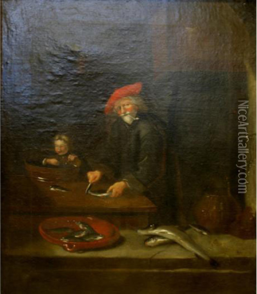 The Fishmonger Oil Painting - Egbert Jaspersz. van, the Elder Heemskerck